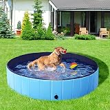 Yaheetech PVC Foldable Dog Paddling Pool 140x30cm Blue Portable Bath Tub view 3