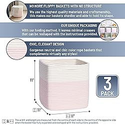 NaturalCozy Storage Cubes 11 Inch Cotton Rope Woven