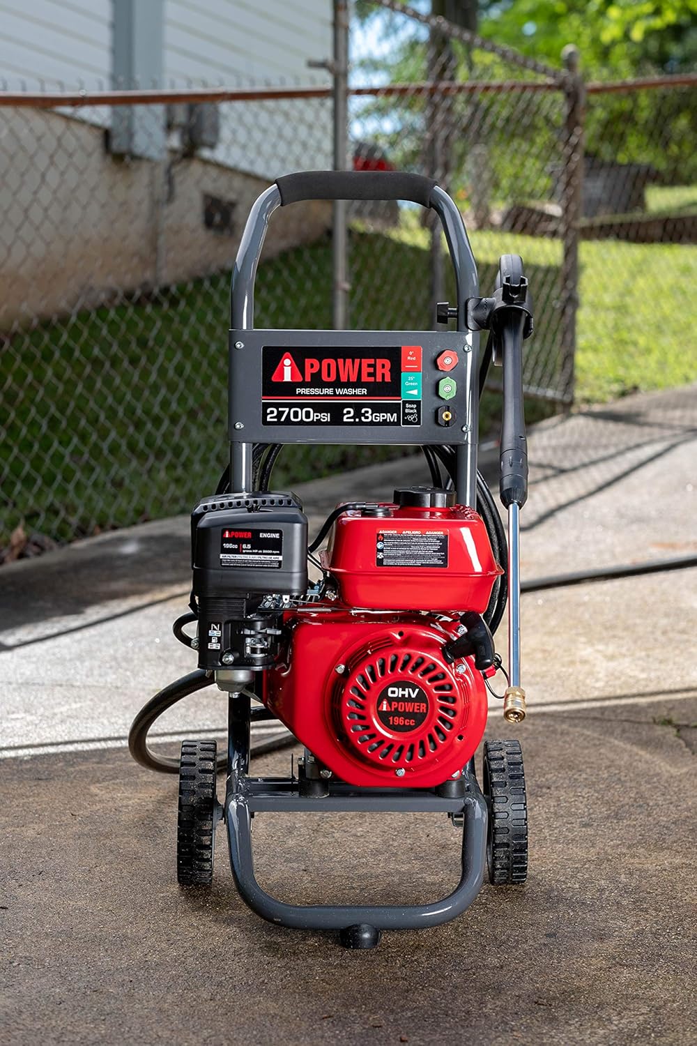 A-iPower APW2700C Gas Powered Pressure Washer 2700 PSI and 2.3 GPM 7HP with 3 Nozzle Attachments, CARB Compliant, Red : Garden & Outdoor