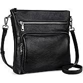 HESHE Genuine Leather Crossbody Purses for Women Soft Leather Purse Satchel Shoulder Bags with Multi Pockets