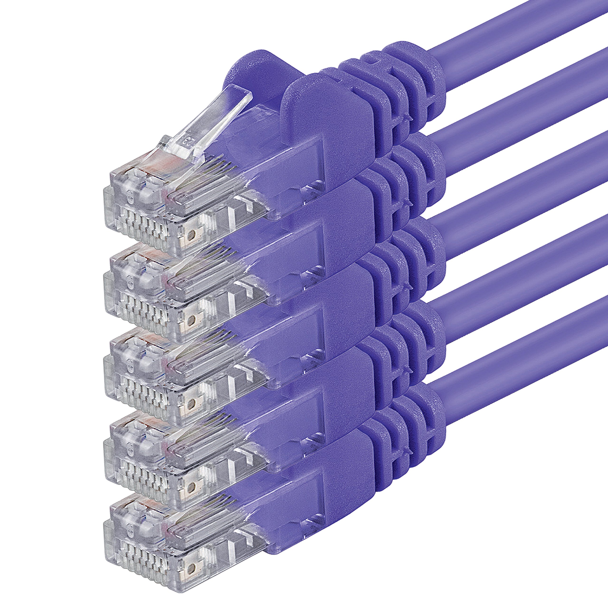 1aTTack.de UTP network cable with RJ45 (Cat.6) 0.25 meter, purple - 5 pieces