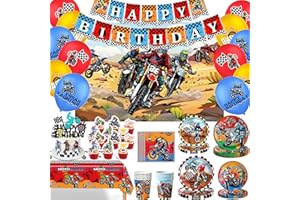Dirt Bike Birthday Party Decorations,Motorcycle Party Supplies Tableware for 20 Guests Dirt Bike Plate Napkins Cup Tablecloth