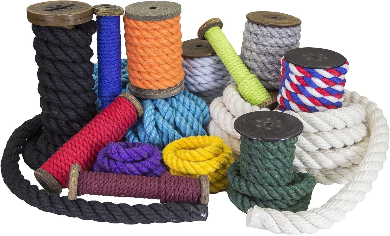 FMS Ravenox Natural Twisted Cotton Rope | (Red, Snow White & Royal Blue)(1/2" x 10') | Made in The USA | Strong Triple-Strand Rope for Sport, Decor, Pet Toys, Crafts, Macrame & Indoor Outdoor Use: Home & Kitchen