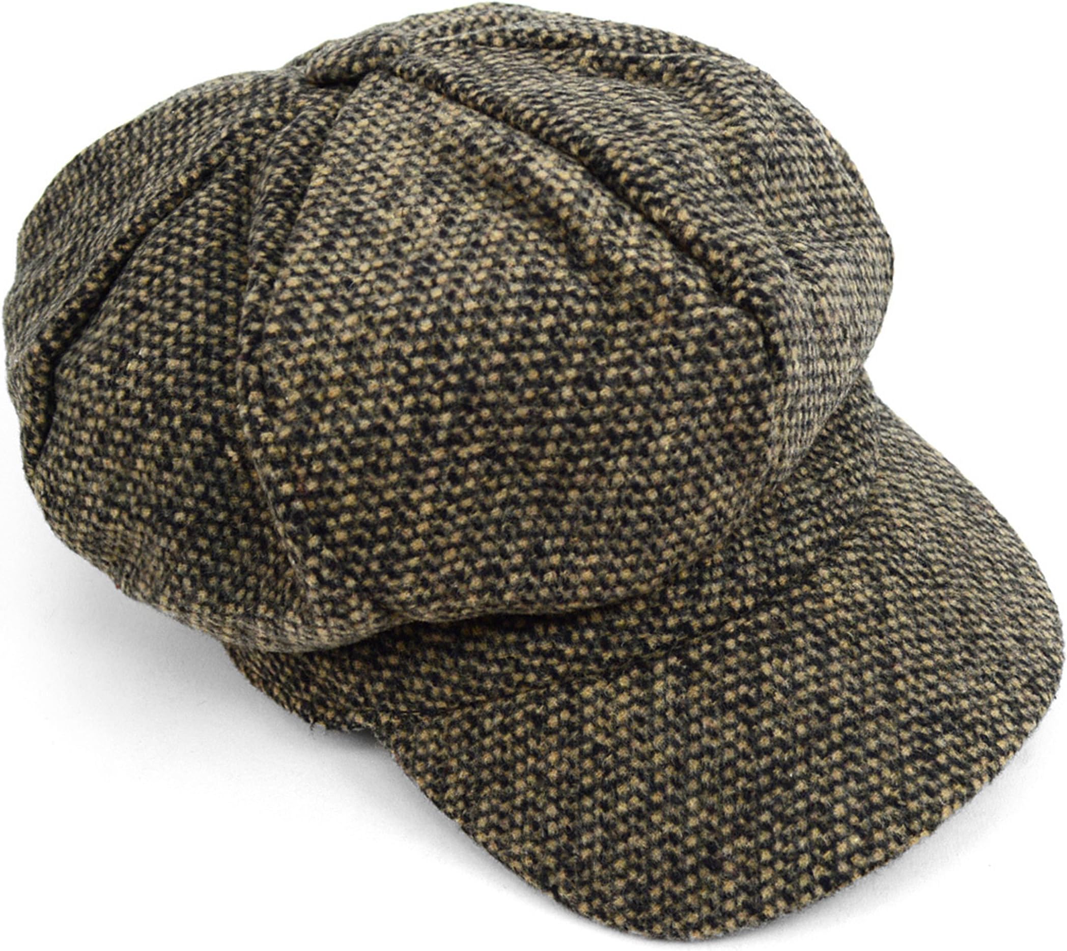 Woven Vintage Newsboy Cabbie Cap Hat for Men Women Unisex Barleycorn Beret Style Wool Blend