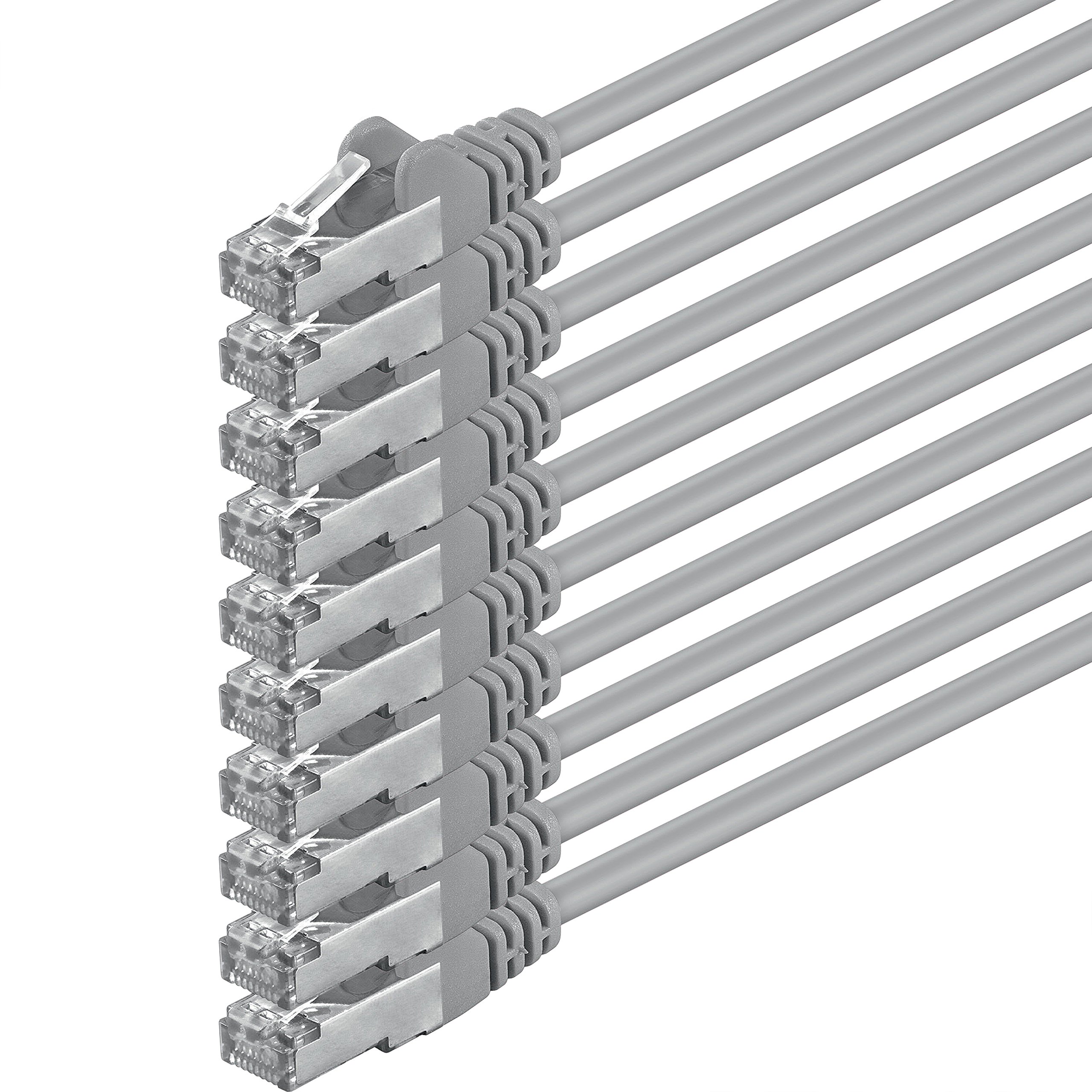 1aTTack CAT5 FTP foil-shielded network cable with 2x RJ45 connector set (10 pieces) 0.25m gray