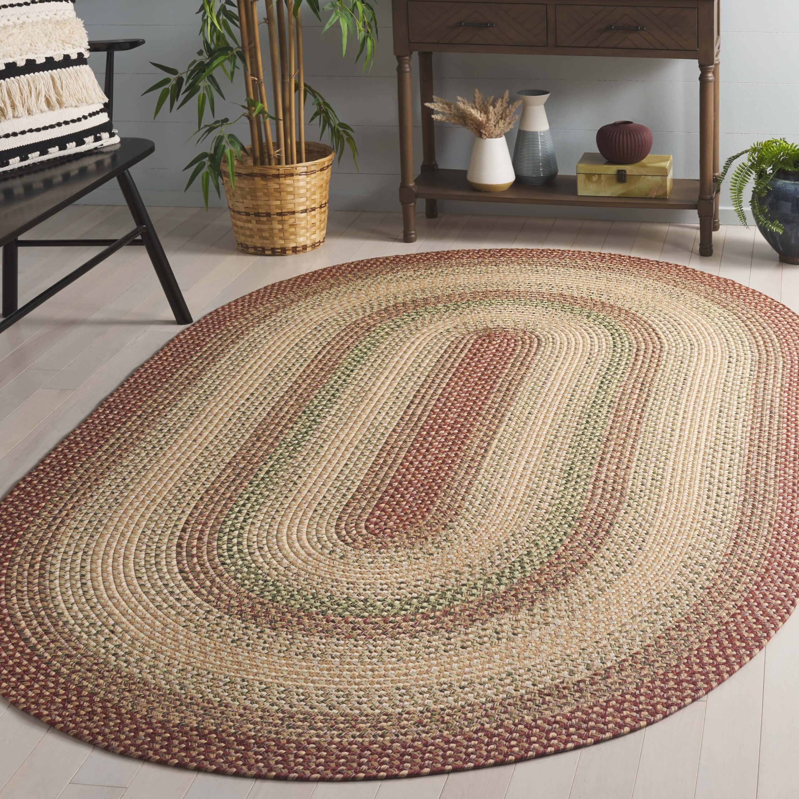 SAFAVIEH Washable Rug Outdoor Braided Collection - 8' x 10' Oval, Rust & Multi, Handmade & Reversible, Non-Shedding & Easy to Clean, Ideal for Patio, Backyard, Mudroom (BRD303A) Image SAFAVIEH Washable Rug Outdoor Braided Collection - 8' x 10' Oval, Rust & Multi, Handmade & Reversible, Non-Shedding & Easy to Clean, Ideal for Patio, Backyard, Mudroom (BRD303A) Image