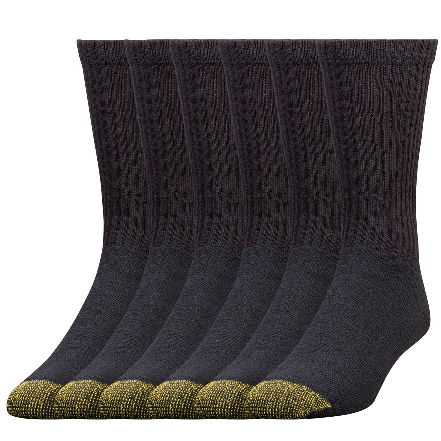 Gold Toe Men's Cotton Crew Athletic Sock, Black 1013, 6Pack Amazon