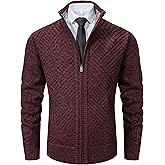 Vcansion Men's Slim Fit Full Zip Up Stand Collar Casual Knitted Sweaters Cardigan with Pockets