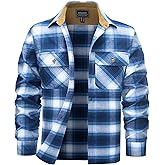 Cotrasen Mens Flannel Shirts Cotton Long Sleeve Plaid Shirts Button Down Casual Lightweight Shirts with 2 Pockets