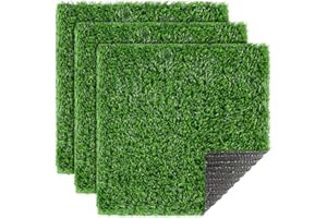 XLX TURF Square Artificial Grass Mat, 12"x12" Green Fake Grass Placemat Patch Tiles Decor Patio, Party, Balcony, DIY Crafts, 3 Pack