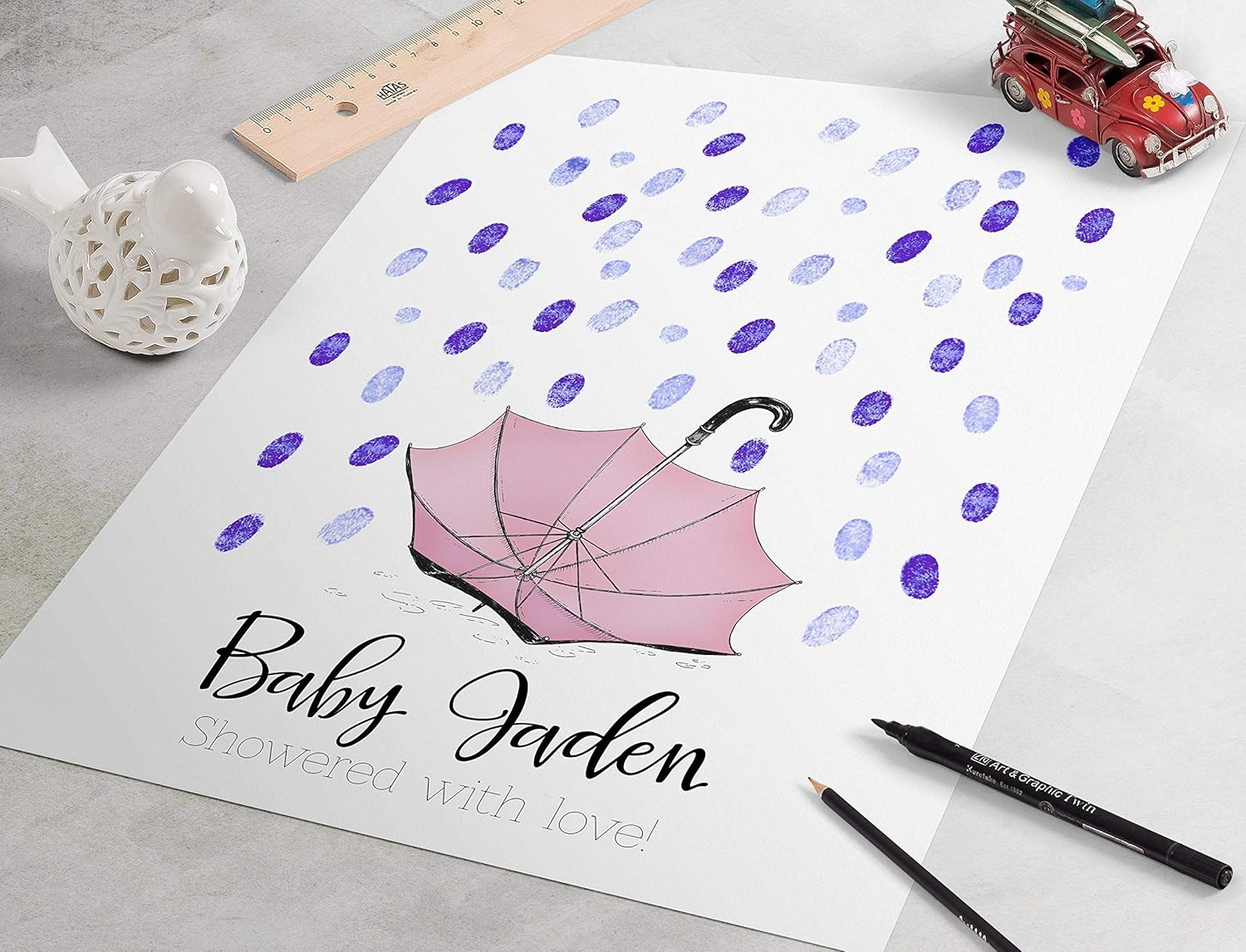 baby shower fingerprint guest book