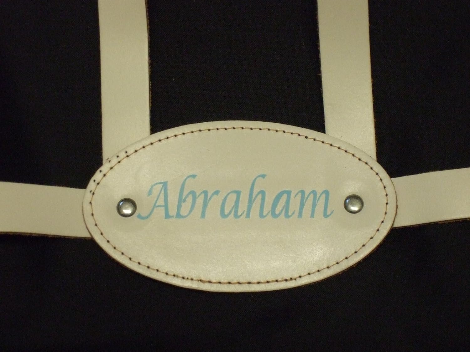 white leather baby harness