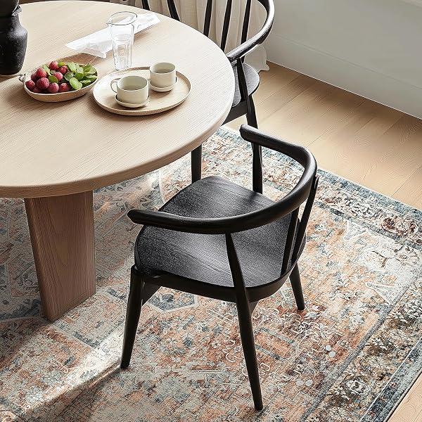 TRIOHERO 5X7 AREA RUGS WASHABLE ORIENTAL RUG – STAIN & FADE RESISTANT NON-SLIP VINTAGE CARPET, PET & KID FRIENDLY LOW PILE RUG FARMHOUSE RUGS FOR BEDROOM, LIVING ROOM, HOME OFFICE, PLAYROOM