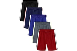 Resinta 5 Pack Toddler Boys Mesh Shorts Quick Dry Active Performance Shorts Basketball Shorts with Pockets