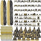 Gemscream 480 Pcs New Years Eve Party Supplies Include 96 New Year Headband 96 Happy NewYear Glasses 96 NewYear Hats 96 Noise Makers 96 Bead Necklace for 2026 Holiday Xmas Party Supplies