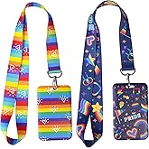 GTOTd Pride Keychain Rainbow Lanyard with ID Badge Holder(2 Pack) for Keys Wallet,LGBTQ Gay Pride Merch Stuff Decor Party Supplies Gifts for Teens Man Woman
