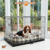 COZY PET 36 Inch Dog Crate with Metal Tray Two Doors Fold Flat Black view 2