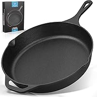 Zulay Kitchen Pre-Seasoned Cast Iron Skillet 12 Inch - Heavy Duty Seasoned Iron Cast Skillet For Indoor & Outdoor…