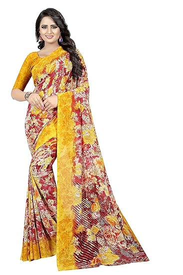 georgette with blouse piece Saree (SDPL-KIMAYA 17_ Red_ Free Size)