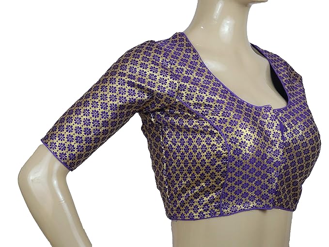 banarasi silk brocade readymade blouse purple colour