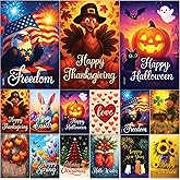 Premium 12 Pack Seasonal Garden Flags Set 12x18 Inch Double Sided, Burlap Outdoor Yard Flags for Spring, Summer, Fall, Winter, Easter, Mother’s Day, Valentine’s, St. Patrick’s, 4th of July, Halloween, Thanksgiving, Christmas