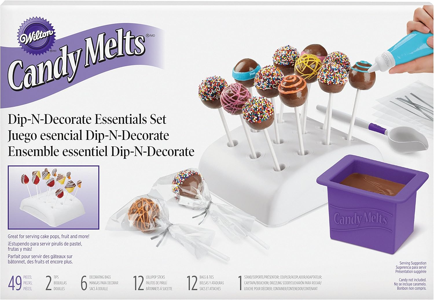 Amazon Com Wilton Candy Melts Dip N Decorate Candy Making Tools And Cake Pop Decorating Kit 49 Piece Kitchen Dining