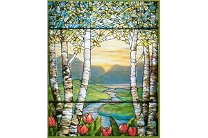 Orenco Originals Tulip Flowers Birch Trees Detail Inspired Louis Comfort Tiffany Counted Cross Stitch Pattern