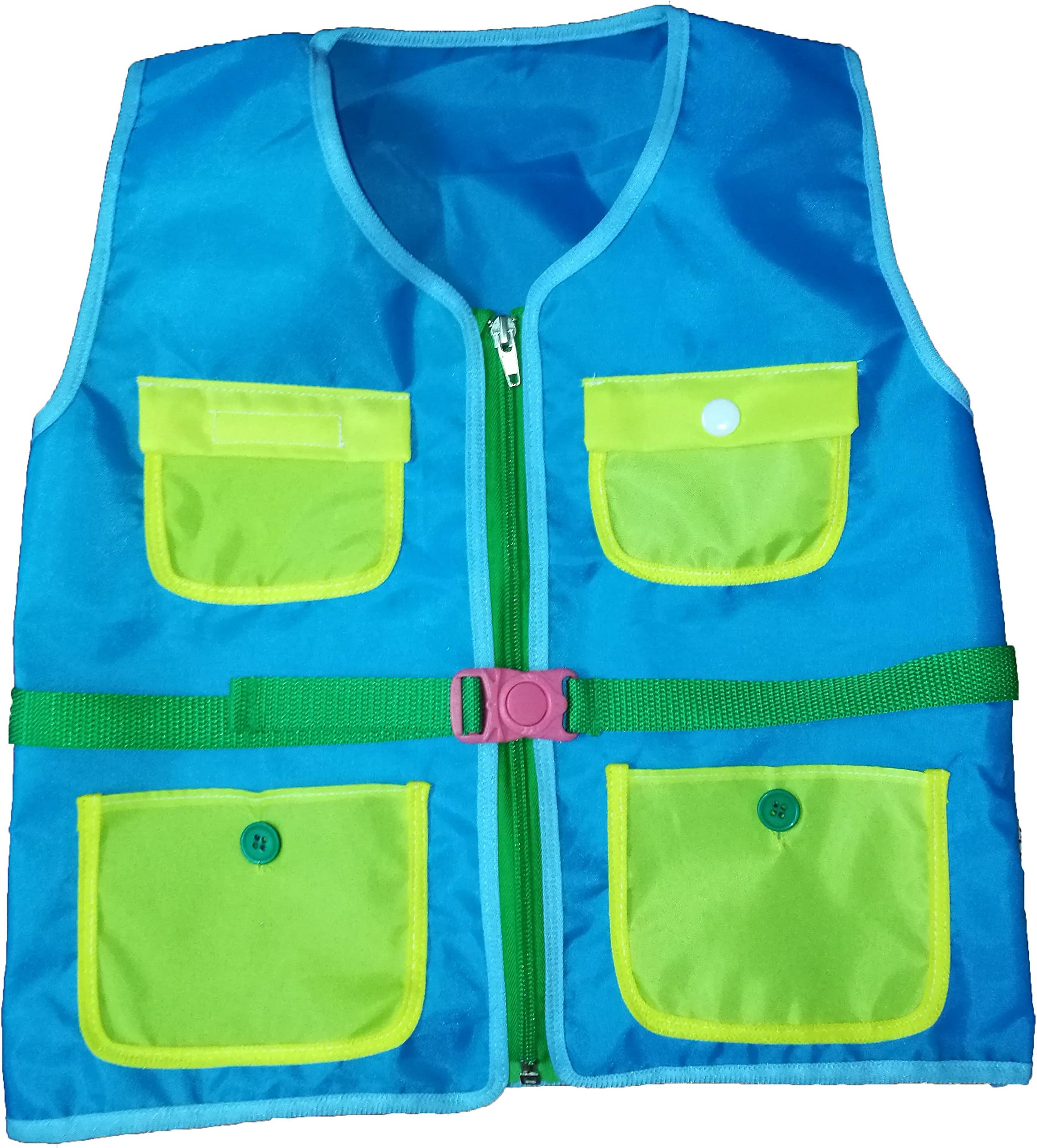 Yoovi Montessori Learn to Dress Multi-Task Dressing Vest Zip Snap Button Buckle Magic Sticker Kids Busy Quiet Educational Toys Travel Toys Early Learning Basic Life Skills Toys (Blue)