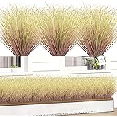 10 Bundles Fake Grass Plants Artificial Plants Outdoor Faux Plants Tall Shrubs Wheat Grass Greenery Stems UV Resistant Onion Grss For Outside Planters Indoor Room Vase Home Decor (Light Purple)