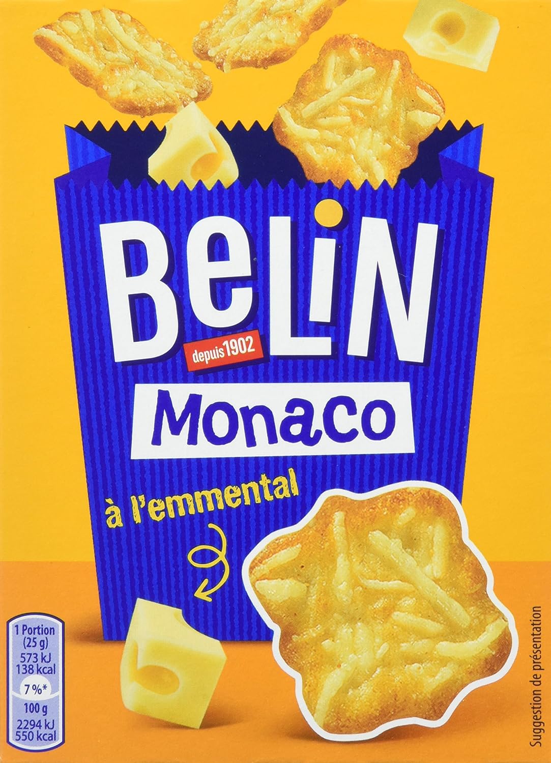 Belin Cracker Monaco à l'Emmental 100 g Lot de 8 Amazon.fr Epicerie