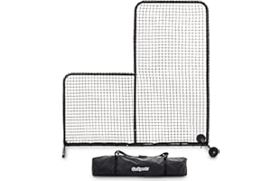 GoSports 7 ft x 7 ft PRO Baseball & Softball L Screen - Pitcher Protection Net with Wheels and Carrying Case