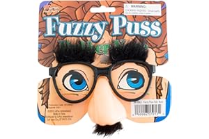 EMPIRE MAGIC Loftus International Loftus Humorous Halloween Fuzzy Mustache Glasses, Black Beige, One Size Novelty Item