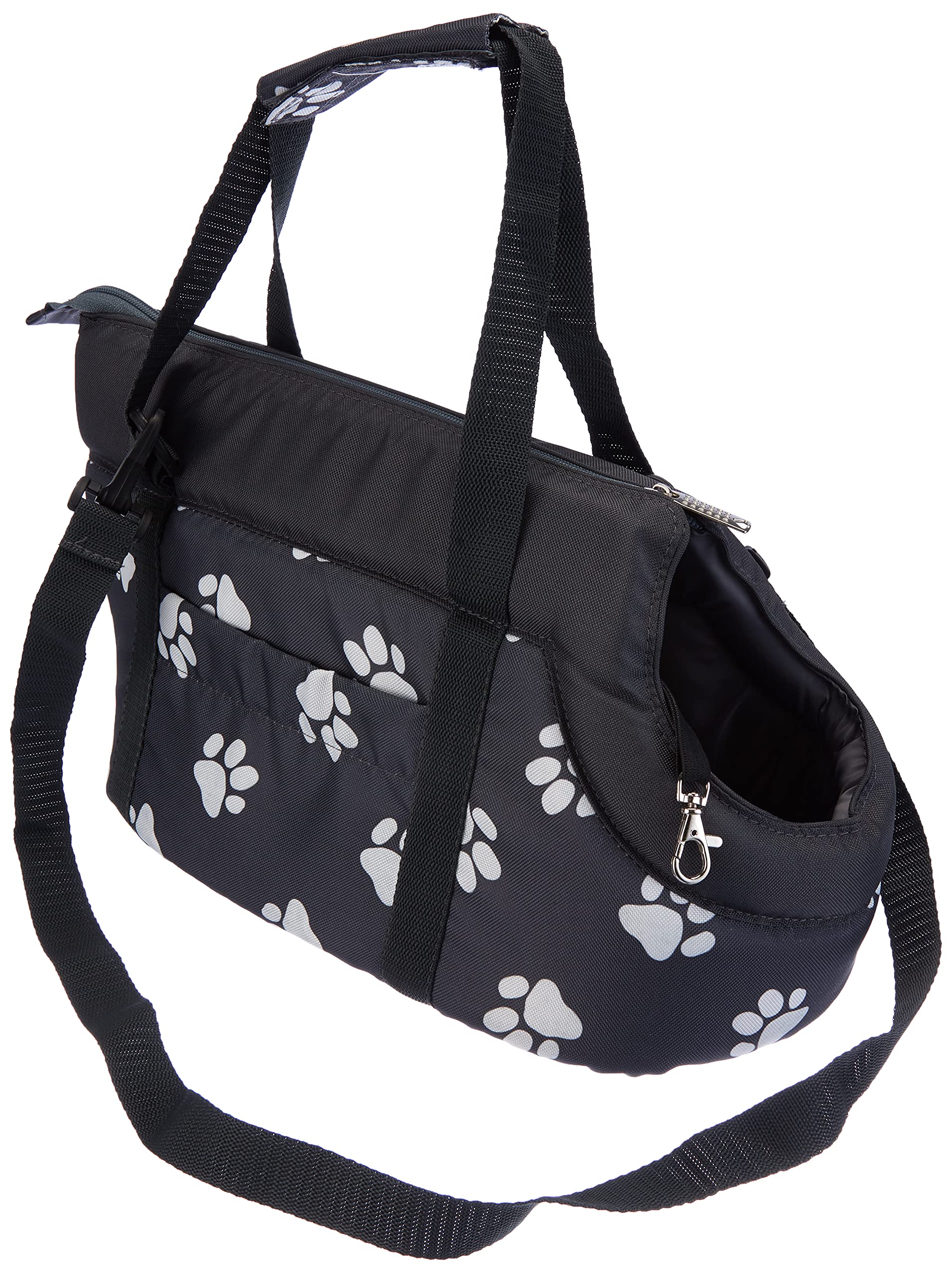 HobbyDog Gate GWL2 Dog Bag Cat Bag, 22 x 20 x 36 cm Grey with Paw Print