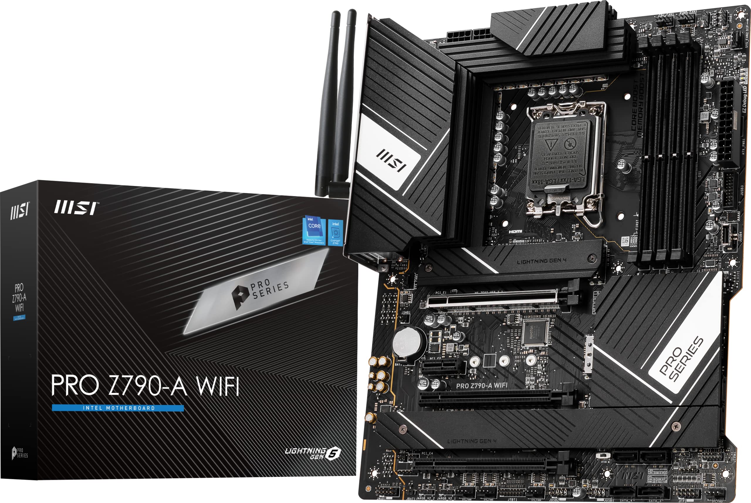 Photo 1 of MSI PRO Z790-A WiFi ProSeries Motherboard (Supports 12th/13th Gen Intel Processors, LGA 1700, DDR5, PCIe 5.0, M.2, 2.5Gbps LAN, USB 3.2 Gen2, Wi-Fi 6E, ATX) (Renewed)