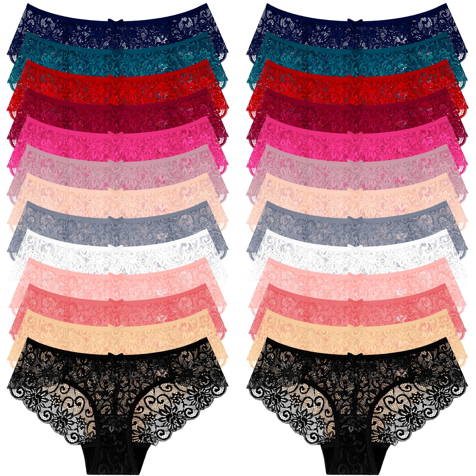 Photo 1 of Sunm Boutique Sexy Underwear for Women, Seamless Womens Lace Panties, Cheeky Bikini for Ladies (Medium, 26 Pack - Multi Colors)