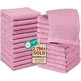 Utopia Towels 24 Pack Cotton Washcloths Set, 100% Ring Spun Cotton, Premium Quality Flannel Face Cloths, Highly Absorbent and Soft Feel Fingertip Towels, Pink