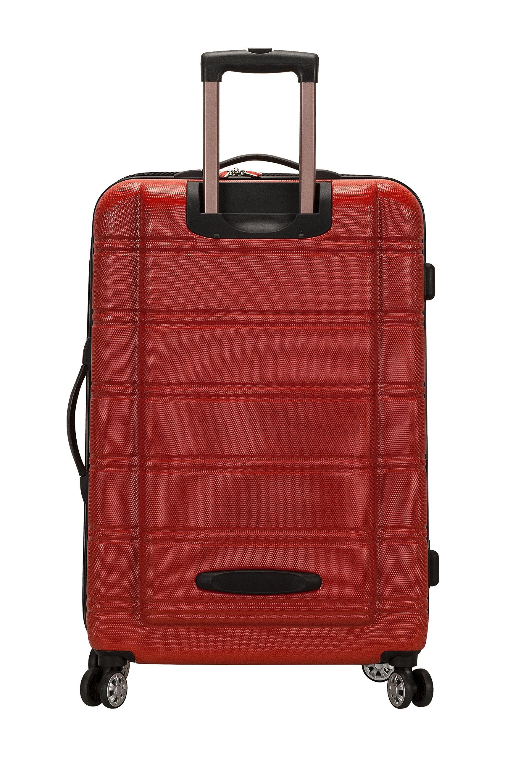 Rockland Melbourne Hardside Expandable Luggage with Spinner Wheels, RED, Checked Large 28