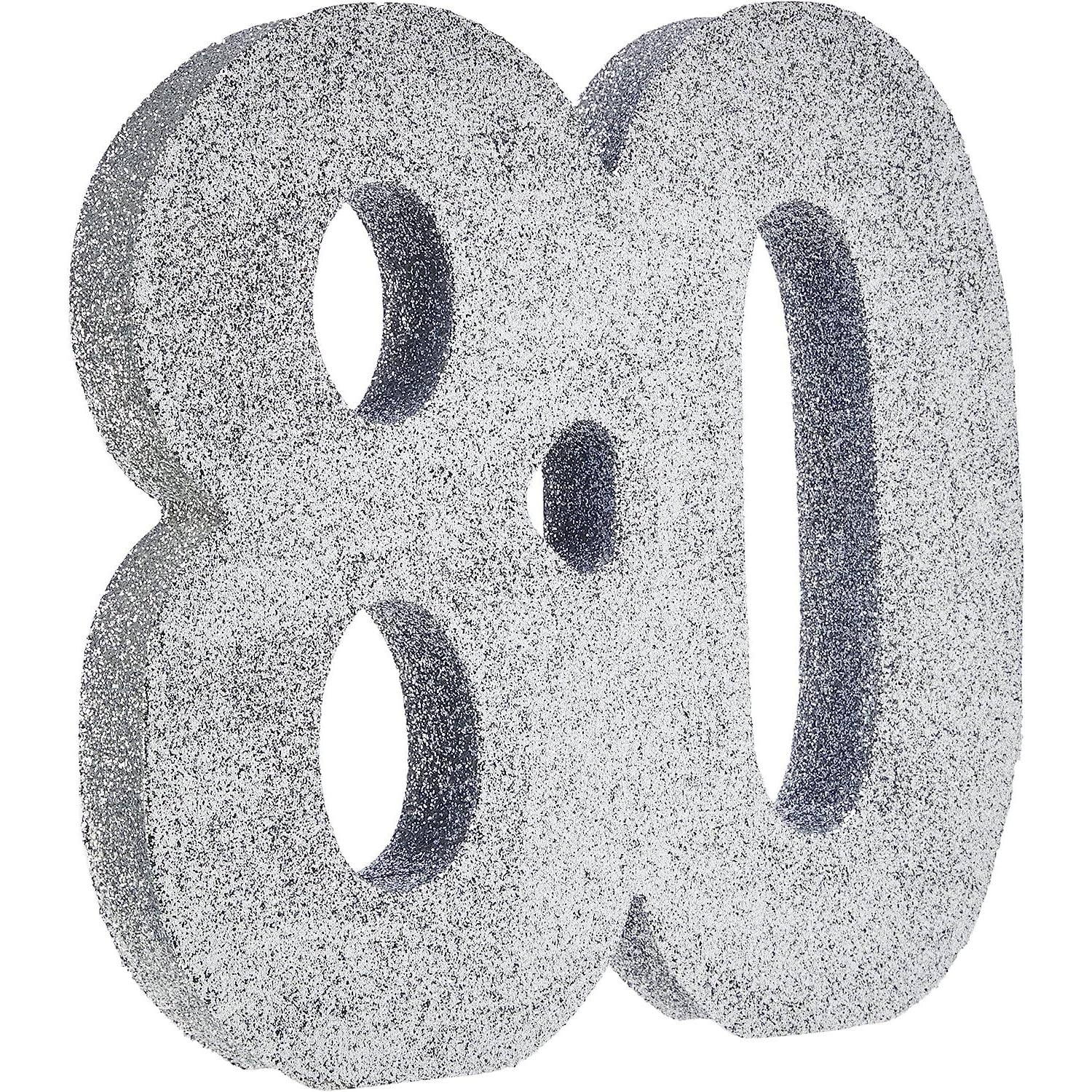 Number 80 Glitter Table Decoration Silver| Table Centrepiece | Table Decorations Centrepiece | 80th Birthday Decorations | Pack of 1 | 20cm |H120