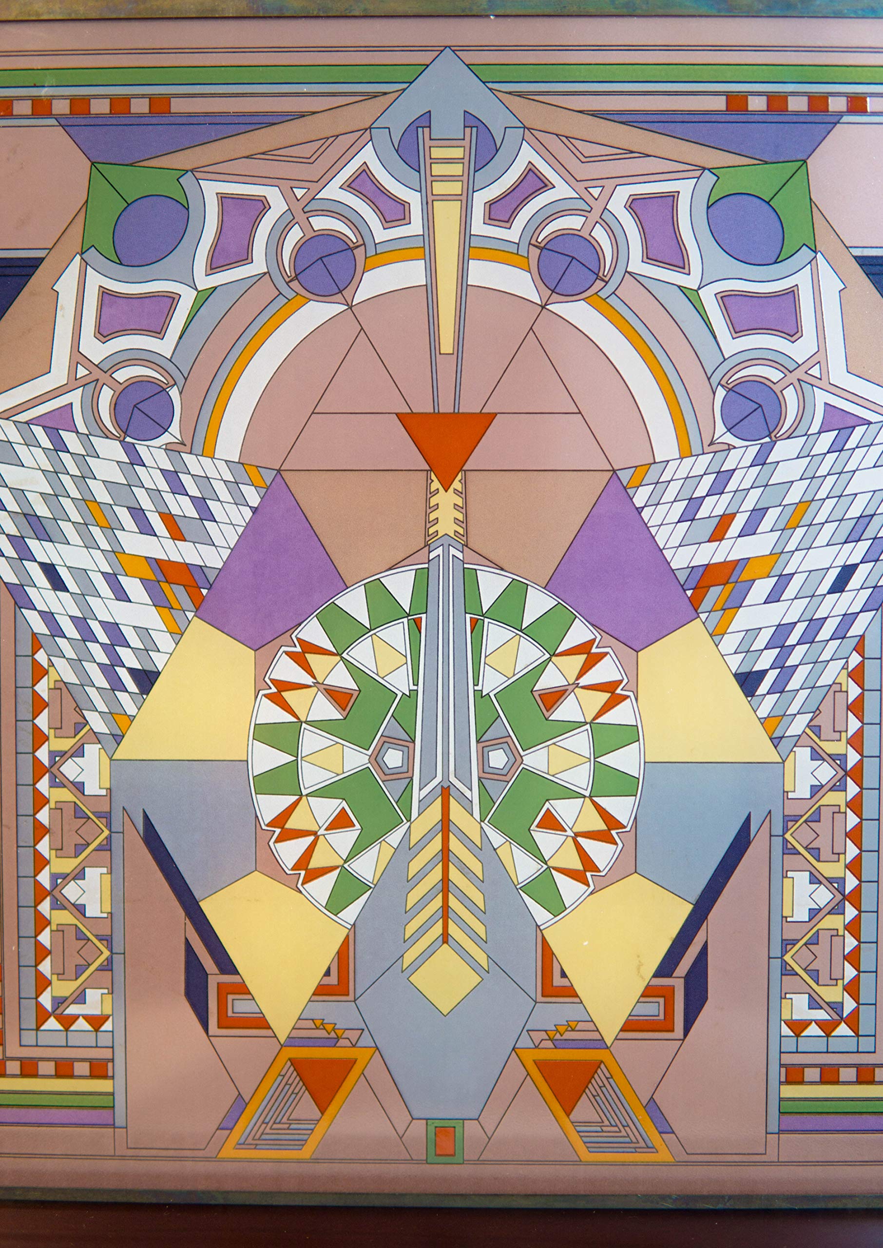 Ebros Frank Lloyd Wright Imperial Hotel Japan Peacock Rug Stained Glass Art Panel Wall Hanging Decor Or Desktop Plaque with Wooden Base Stand 10