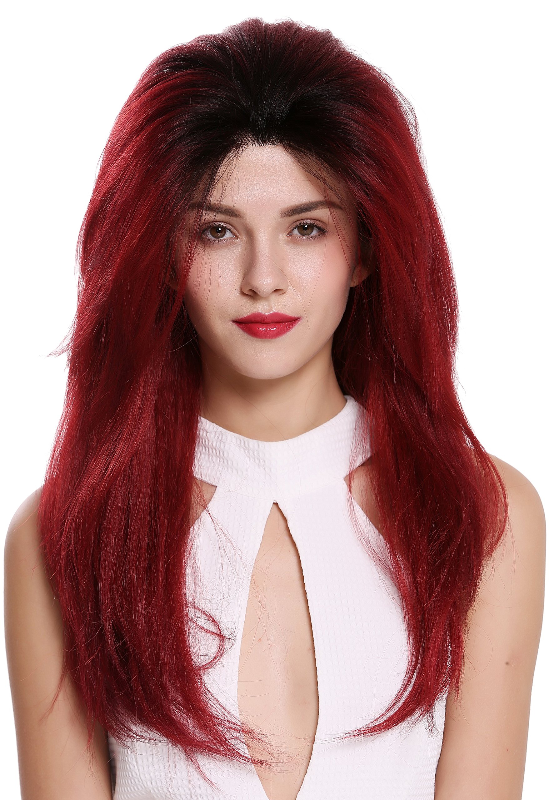 WIG ME UP - DW2508-MF-44-YS871S1B Quality women's wig lace front lady partial monofilament long sleek voluminous black red ombre