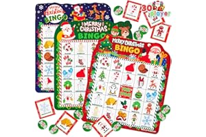 JOYIN 30 Players Christmas Bingo Cards Game, 3 Colors Kids Bingo Cards for Classroom School Family Group Activities, Holiday Winter Bingo for Xmas Party Supplies Adults Indoor Party Games