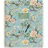 2027 Monthly Planner - 2027 Planner, Jan. 2027 - Dec. 2027, 9" x 11" | Monthly Planner/Calendar 2027 with Tabs, Strong Gold Twin-wire Binding, Back Pocket, Note Pages - Floral