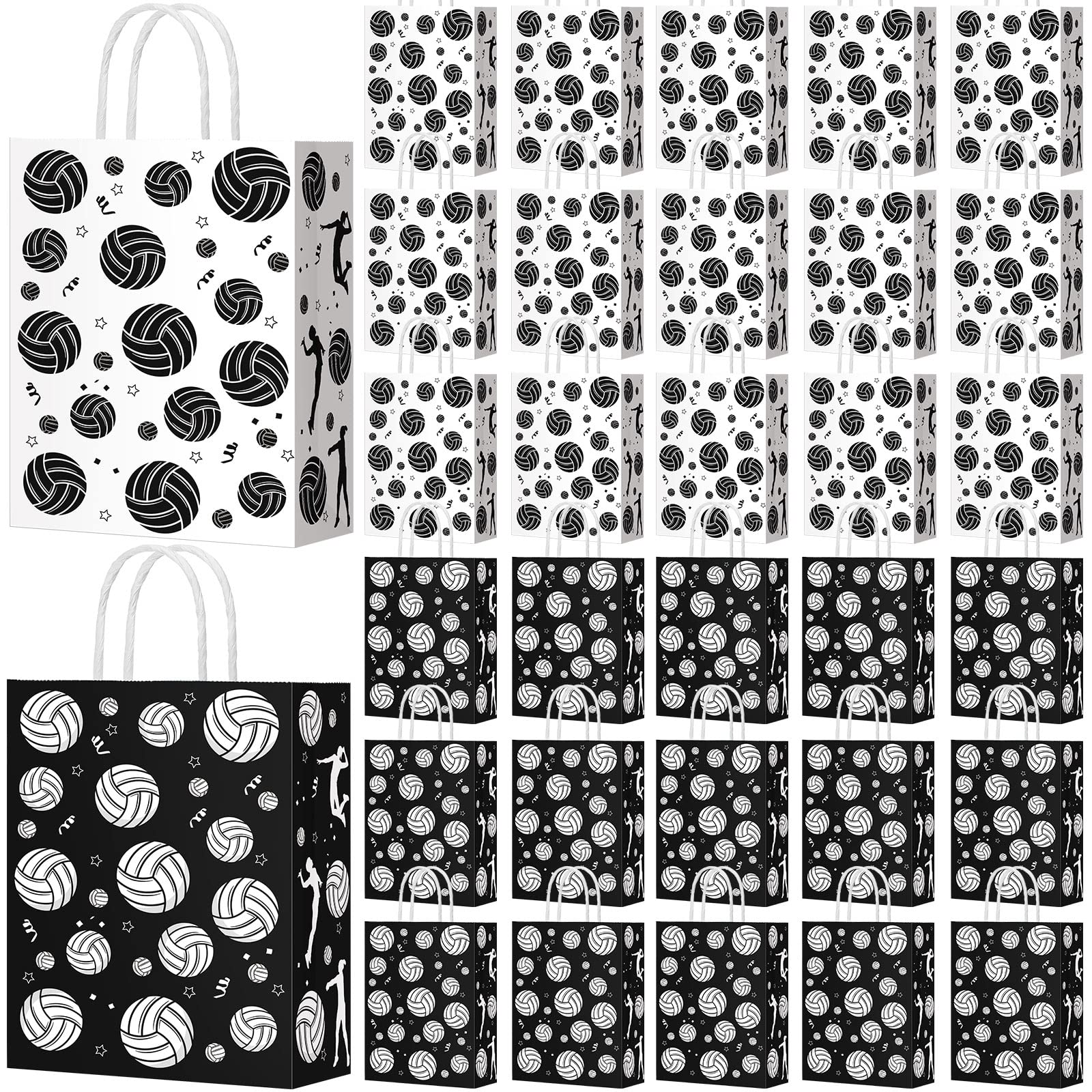 Photo 1 of Leinuosen 30 Pcs Volleyball Gift Goodie Bags Volleyball Party Favor Treat Bags for Snacks and Candy with Handle for Ball Theme Adults Birthday Shower Favors, 8.3 x 5.9 x 3.1 Inch