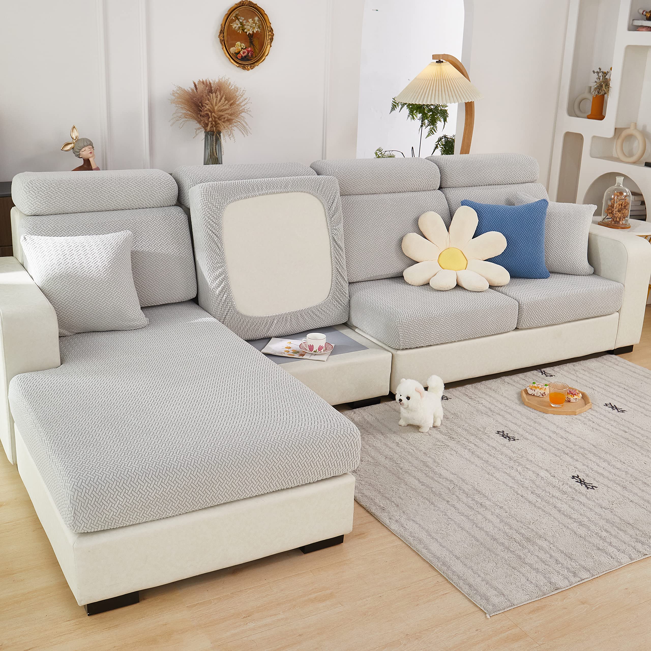MINGPINHUIUS Sofa Seat, Cushion Cover, Stretch Sofa Cover, Universal Elastic Sofa Seat Cover, Non-Slip Sofa Cover Protective Cover for Sofa Cushion L-Shaped Chaise Lounge Furniture Protection