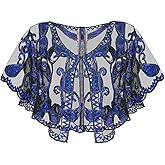 SWEETV Women's 1920s Flapper Shawl,Sequin Beaded Shawls and Wraps for Evening Dresses/Party/Wedding/Formal/Harlem night