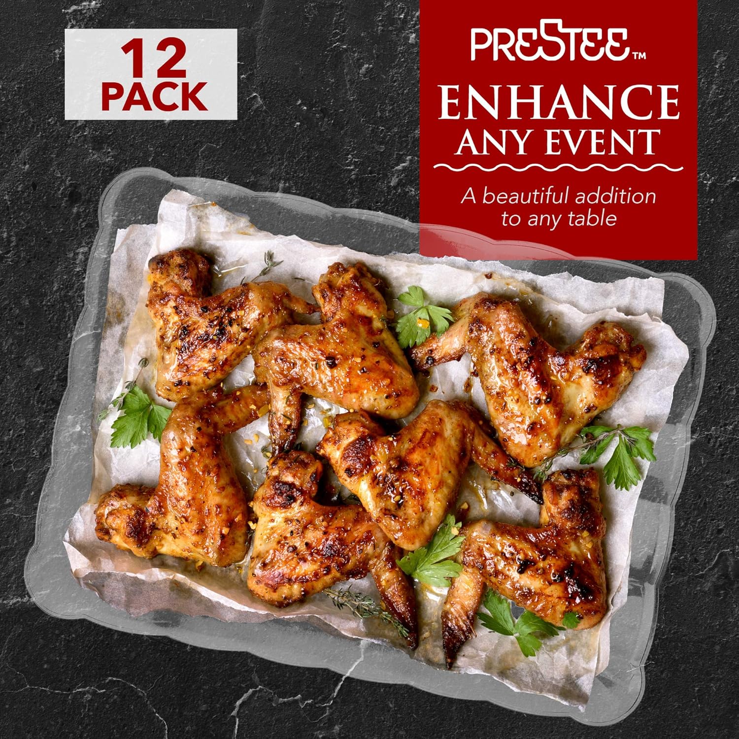  | Plastic Serving Trays – Serving Platters | 12 Pack, 9"X13" | Rectangular Disposable Party Platters and Trays | Clear Disposable Serving Trays for Parties | Party Serving Trays and Platters: Serving Trays
