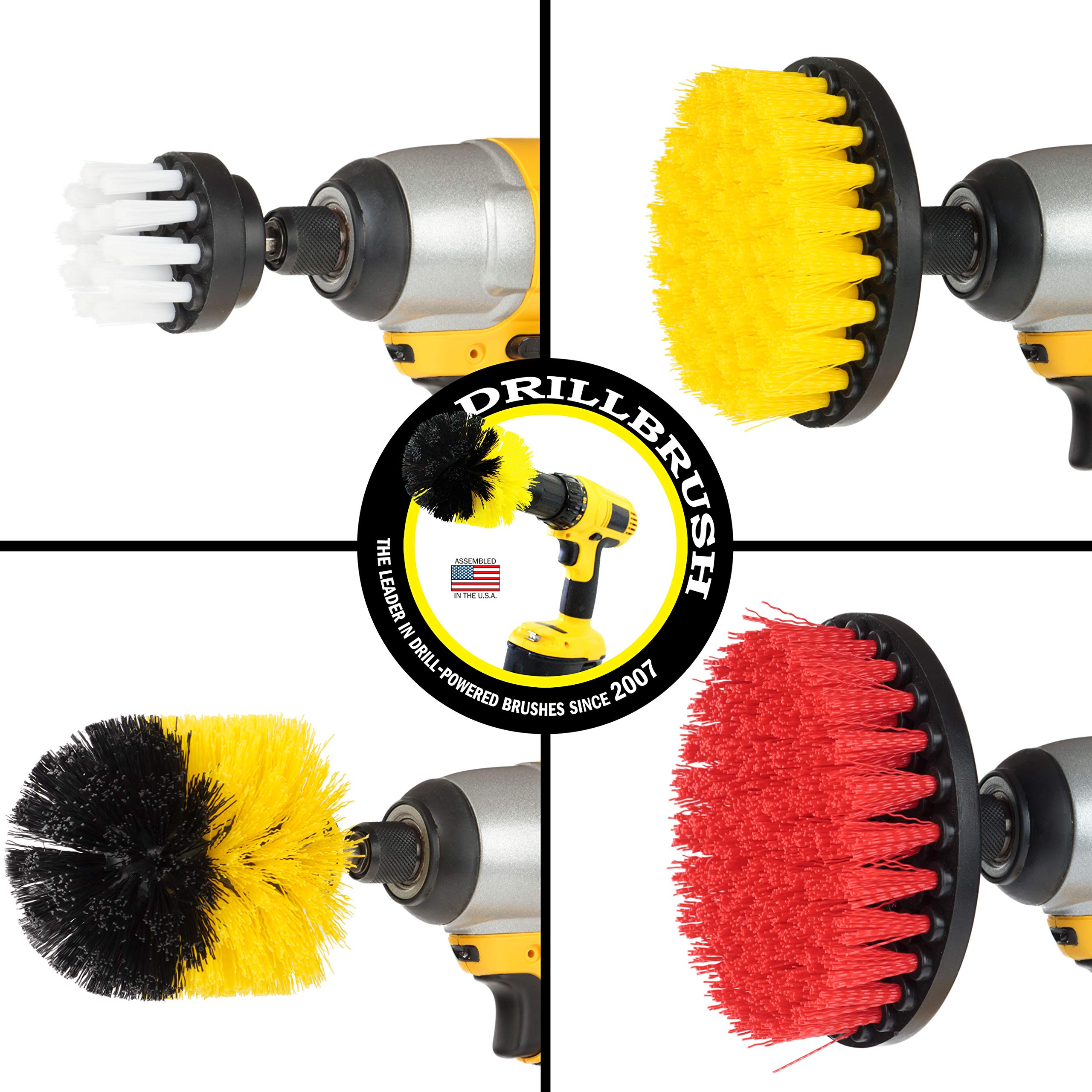 Drillbrush 4 Piece Scrub Brush Drill Attachment Kit Drill Powered