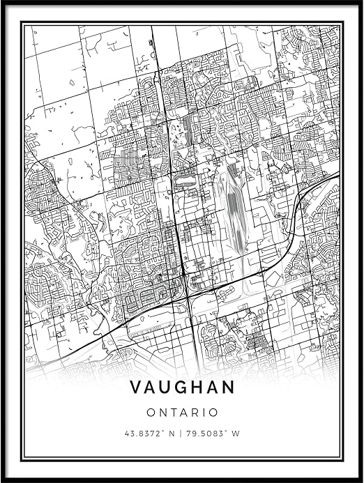 Amazon Com Squareious Vaughan Map Poster Print Modern Black And