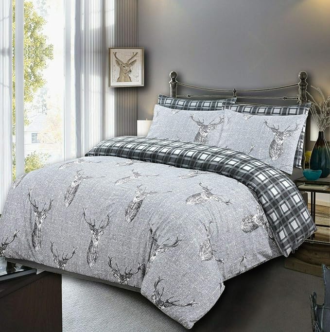 Stag Duvet Cover Set with Pillow Cases 200 Thread Count Reversible