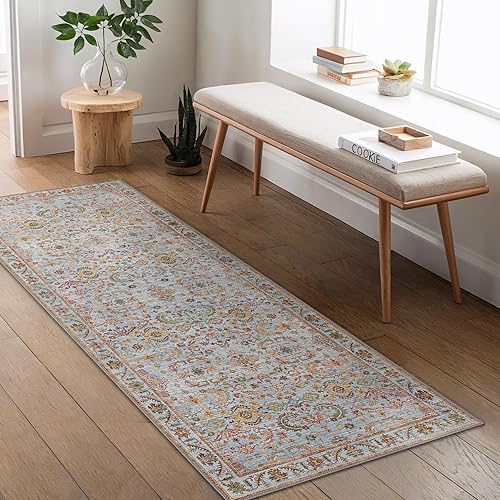 BEIMO 80X150CM Area Rugs for Bedroom, Vintage Boho YellowBrown Carpets for Living Room Non Slip Machine Washable Rug Short Low Pile Rug for Kitchen Dining, Hallway, Office